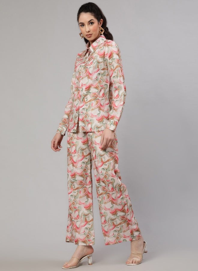 AKS Abstract Printed Shirt & Palazzo Set for Women - Image 5