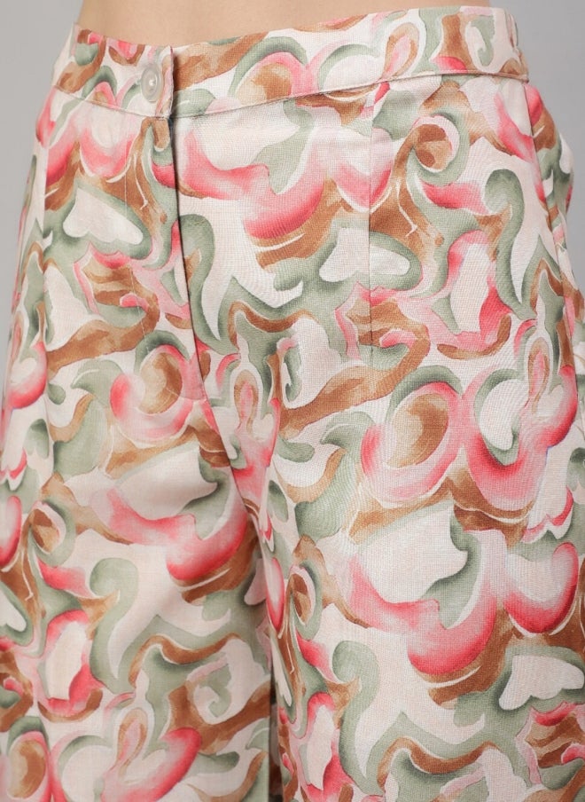AKS Abstract Printed Shirt & Palazzo Set for Women - Image 3