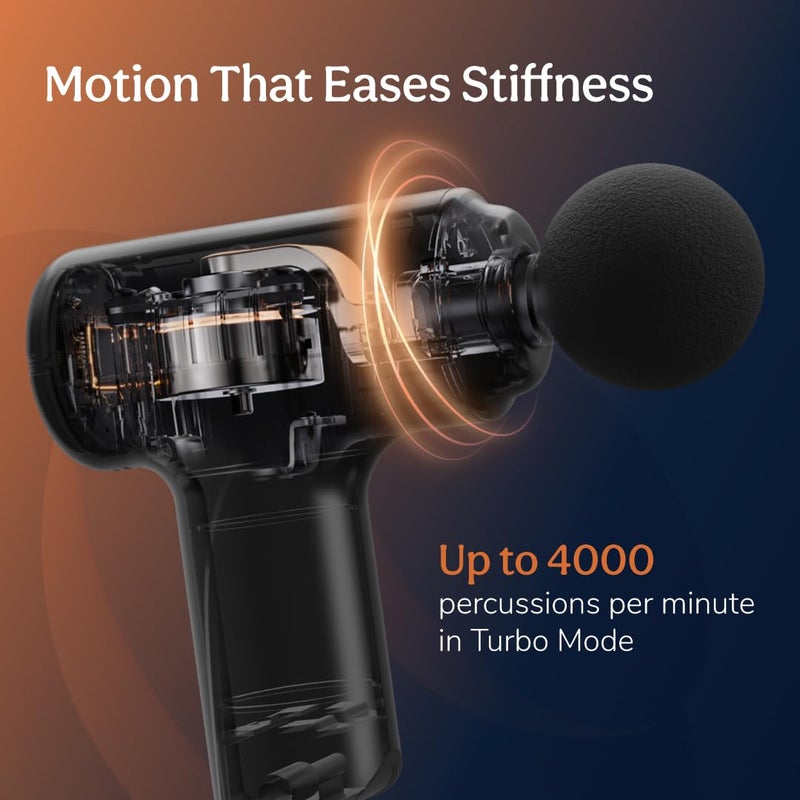 CARESMITH مسدس التدليك Charge Go | جهاز تدليك للجسم لتخفيف الألم | مسدس تدليك للظهر والساق والجسم بالكامل | 4 رؤوس متخصصة لتخفيف الألم في الجسم بالكامل - Image 3