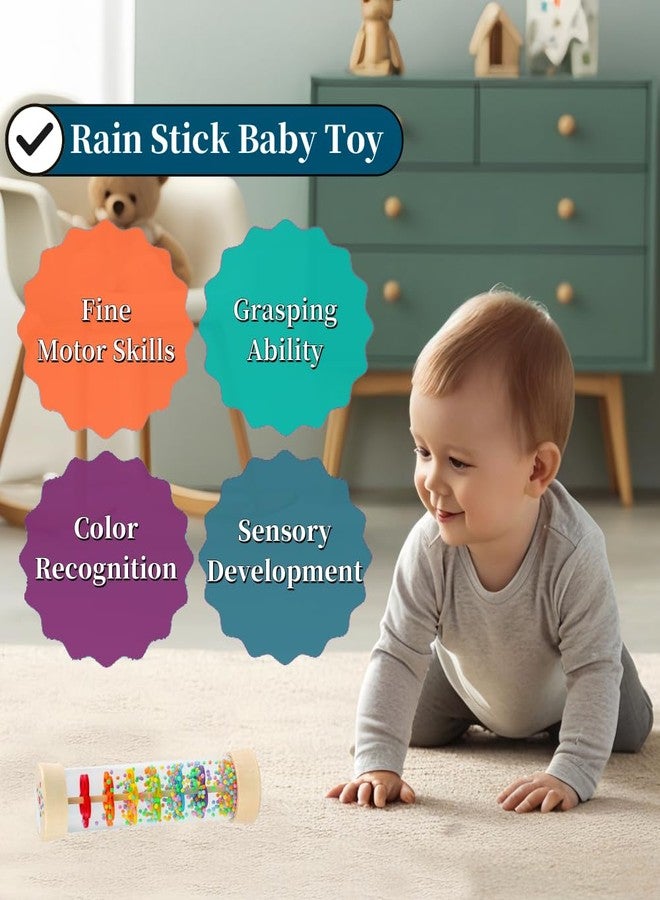 Oneshow Rainmaker Rain Sticks, Montessori Baby Toys for Babies 6-12 Months, 7.7" Wooden Rattle Shaker Sensory Developmental Toy, Rain Maker Toy for 6 7 8 9 12 Month Old Boys Girls Toddlers - Image 4