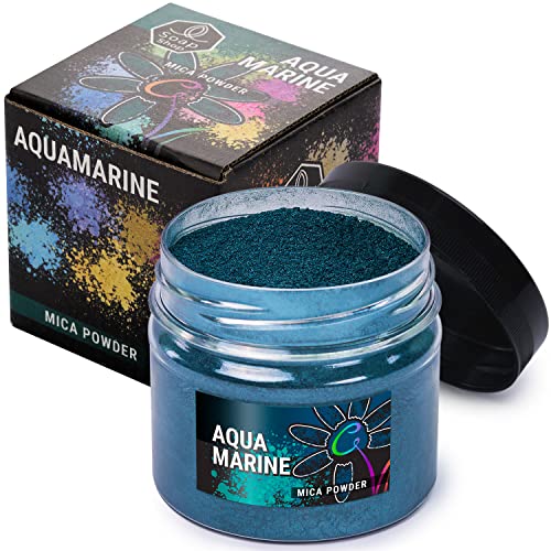 Soap Shop Mica Powder Aquamarine 2 oz - Soap Making Dye - Single Color - Hand Soap Making Supplies - Epoxy Resin Color Pigment - Organic Mica Powder for Soap - Image 1
