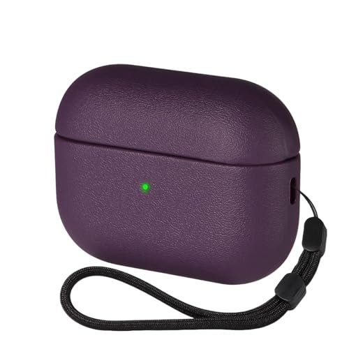 EMOH ROCED Case for Airpods Pro 2 Case Cover with Cleaner Kit, Leather Texture Full-Body Protective Case Cover Compatible with Apple Airpod Pro 2nd Generation, Front LED Visible (Purple) - Image 1