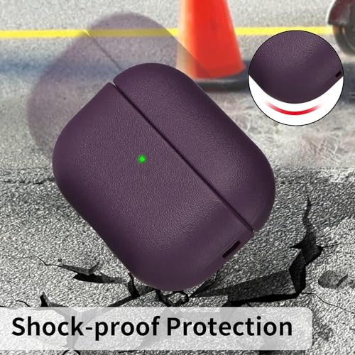EMOH ROCED Case for Airpods Pro 2 Case Cover with Cleaner Kit, Leather Texture Full-Body Protective Case Cover Compatible with Apple Airpod Pro 2nd Generation, Front LED Visible (Purple) - Image 4