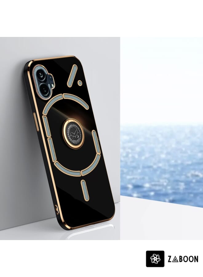 Zaboon Protective Case Cover For Nothing Phone 1 XINLI Straight Edge 6D Electroplate TPU  with Ring Holder - Image 1