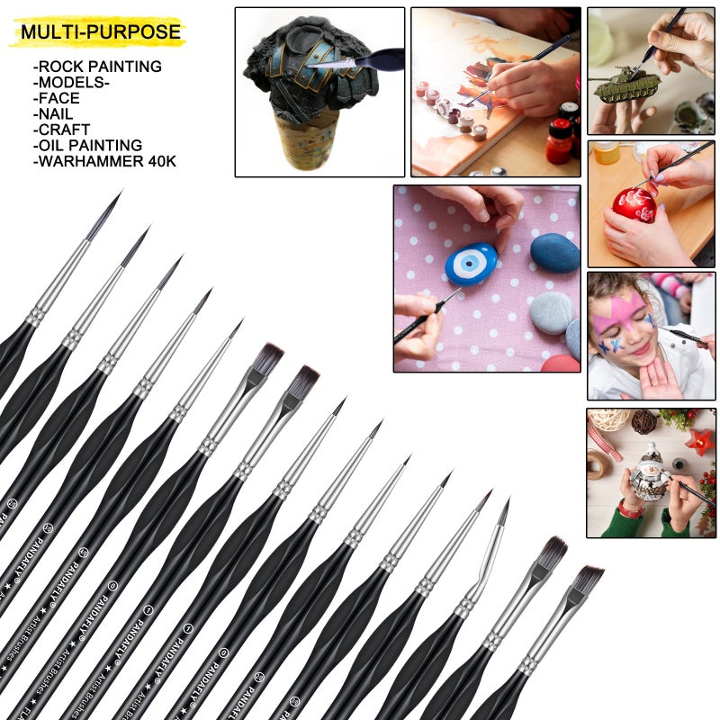 PANDAFLY Detail Paint Brushes Set, 15pcs Miniature Brushes for Fine Detailing & Art Painting - Acrylic, Oil, Watercolors & Paint by Number, Models, Face, Nail, Craft - Image 5