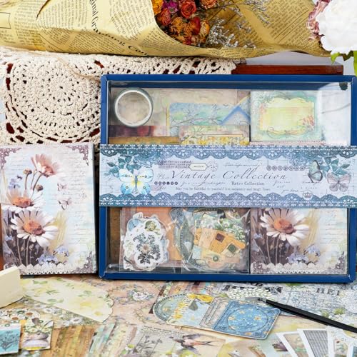 Funto Scrapbooking Kit (202 PCS), Vintage Collection-Wonderland, Perfect for Bullet Scrapbooking Materials, Planner DIY Arts Craft Collage - Image 3