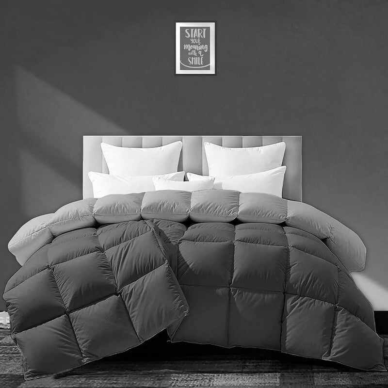 BEDDY FUSION 500 GSM Winter Comforter Double Bed Size 90X100 Premium Collection Heavy Winter Comforter 500 GSM Microfiber Fill DuvetBlanket Double Bed Dark GreySilver Grey Color - Image 1