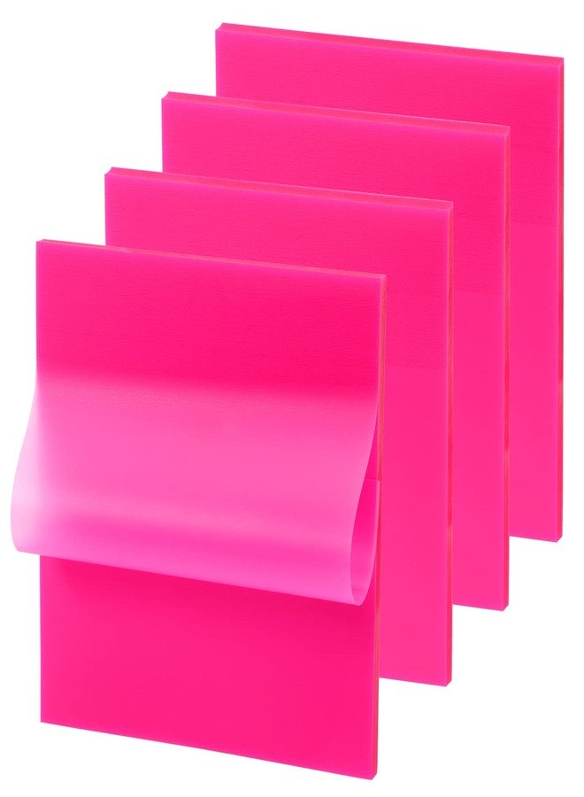 ONLYKXY 4 Pack Transparent Sticky Notes 7.6x7.6CM Self-Stick Book Tabs 200 Sheets Waterproof PET Markers Sticky Notes Pad (Pink) - Image 1