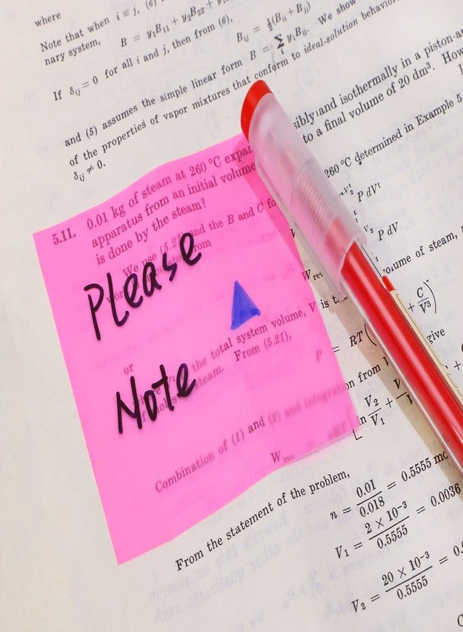 ONLYKXY 4 Pack Transparent Sticky Notes 7.6x7.6CM Self-Stick Book Tabs 200 Sheets Waterproof PET Markers Sticky Notes Pad (Pink) - Image 3