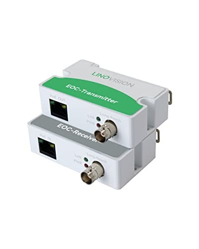 LINOVISION POE Over Coax EOC Converter IP Over Coax Max 3000ft Power and Data Transmission Over Regular RG59 Coaxial Cable for Upgrading Analog Surveillance System to IP Surveillance System - Image 1