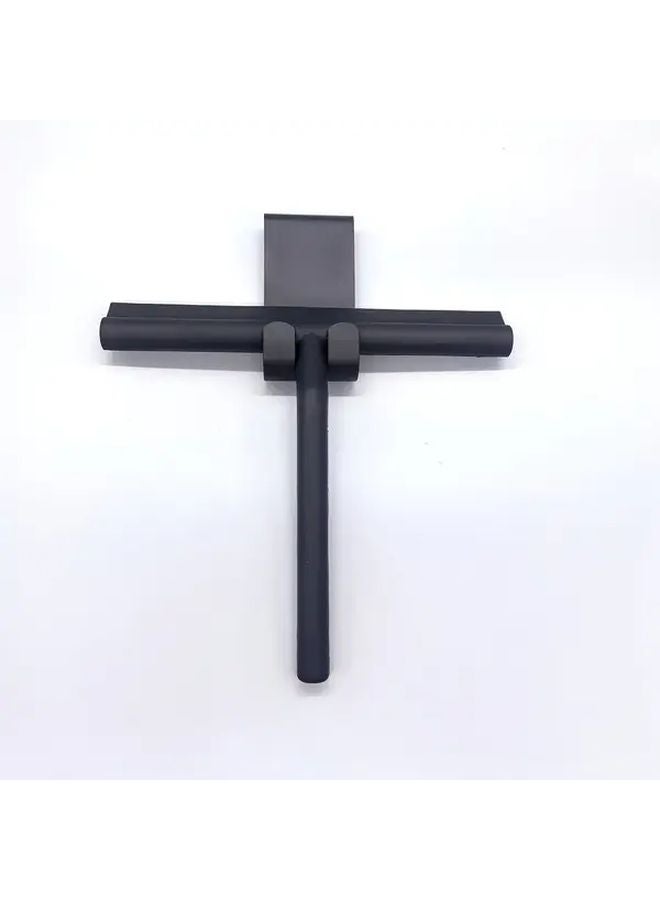 مكشطة سيليكون سوداء مع خطاف لتنظيف زجاج أبواب الحمام والنوافذ وزجاج السيارات - Image 3