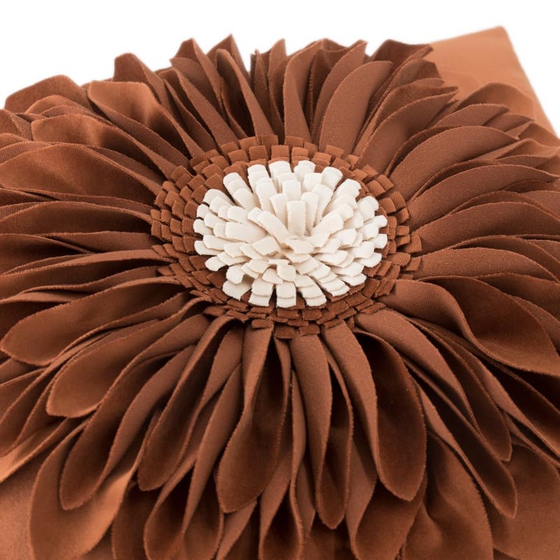 OiseauVoler 3D Sunflower Throw Pillow Cover Decorative Handmade Pillowcases for Couch Farmhouse Living Room Decoration 18x18 Inch Burnt Orange - Image 3