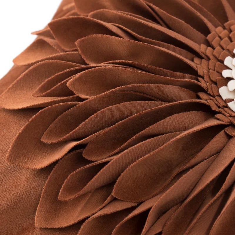 OiseauVoler 3D Sunflower Throw Pillow Cover Decorative Handmade Pillowcases for Couch Farmhouse Living Room Decoration 18x18 Inch Burnt Orange - Image 4