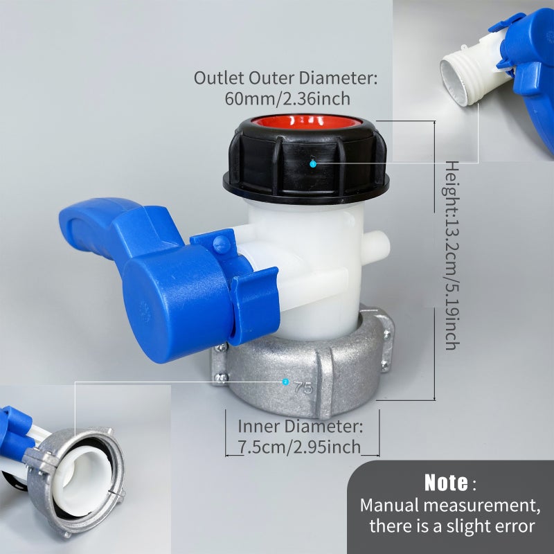 75mm Outlet Tap for IBC Tank Drain Adapter Tap Adapter Valve Stopcock Rainwater Tank Drain Tap for IBC Tank Fitting for Oil Fuel Water - Image 4