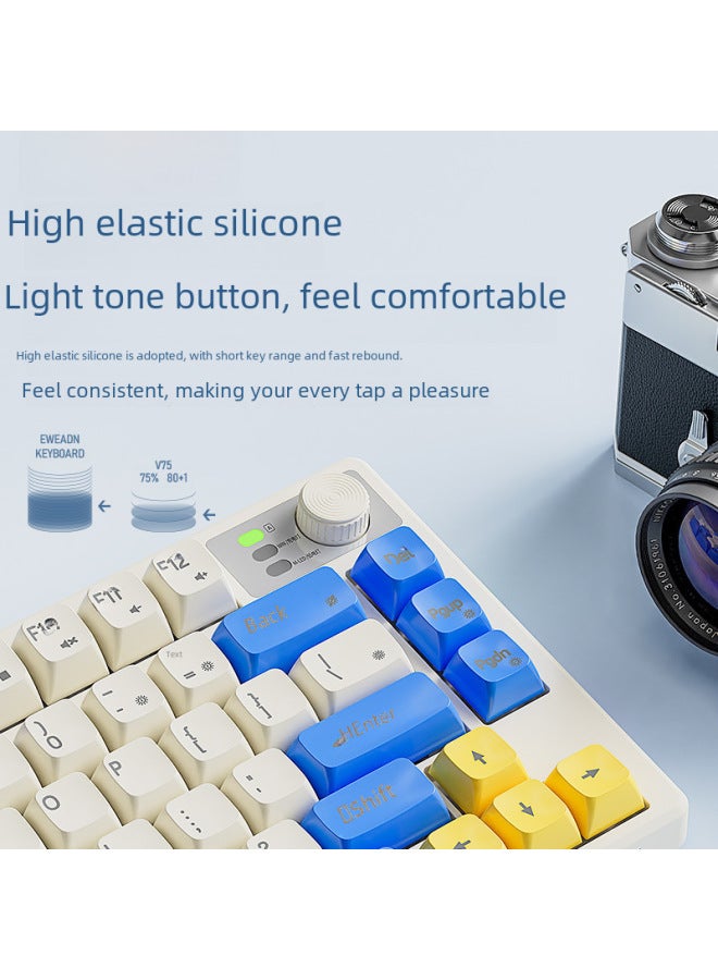 Loquat EWEADN V75 Wireless Bluetooth Mechanical Feel Gaming Office Quiet Keys Portable Keyboard Mouse Combo For Notebook And Desktop-Color:Sunset Coast 【Bluetooth 5.0 2.4G Wireless】 Classic Edition - Image 3
