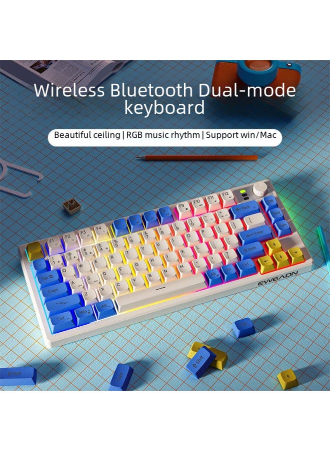 Loquat EWEADN V75 Wireless Bluetooth Mechanical Feel Gaming Office Quiet Keys Portable Keyboard Mouse Combo For Notebook And Desktop-Color:Sunset Coast 【Bluetooth 5.0 2.4G Wireless】 Classic Edition - Image 2