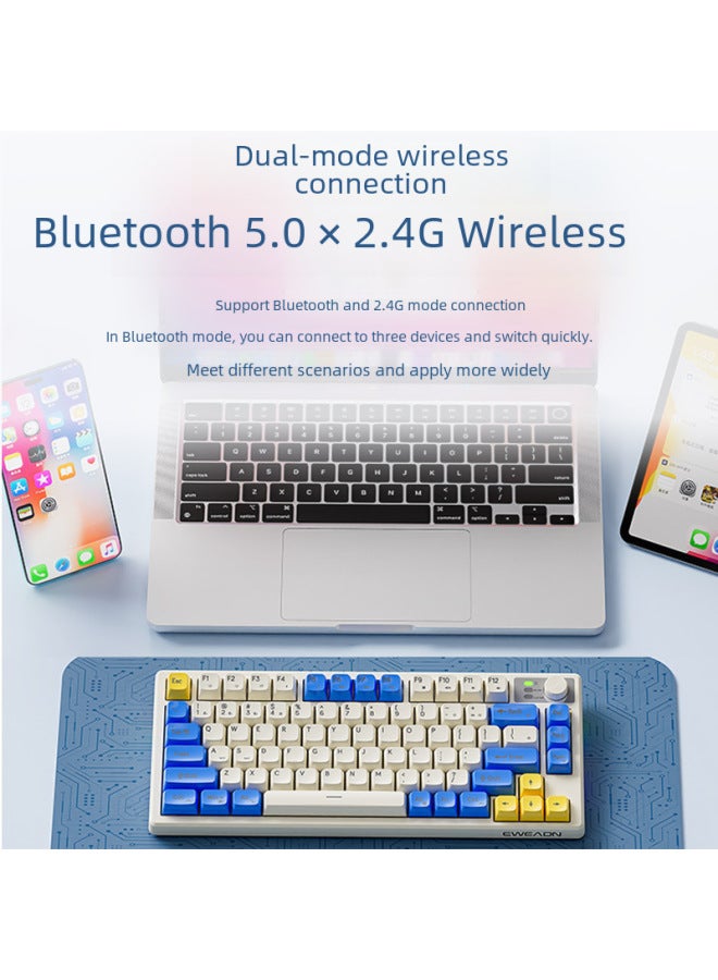 Loquat EWEADN V75 Wireless Bluetooth Mechanical Feel Gaming Office Quiet Keys Portable Keyboard Mouse Combo For Notebook And Desktop-Color:Sunset Coast 【Bluetooth 5.0 2.4G Wireless】 Classic Edition - Image 5