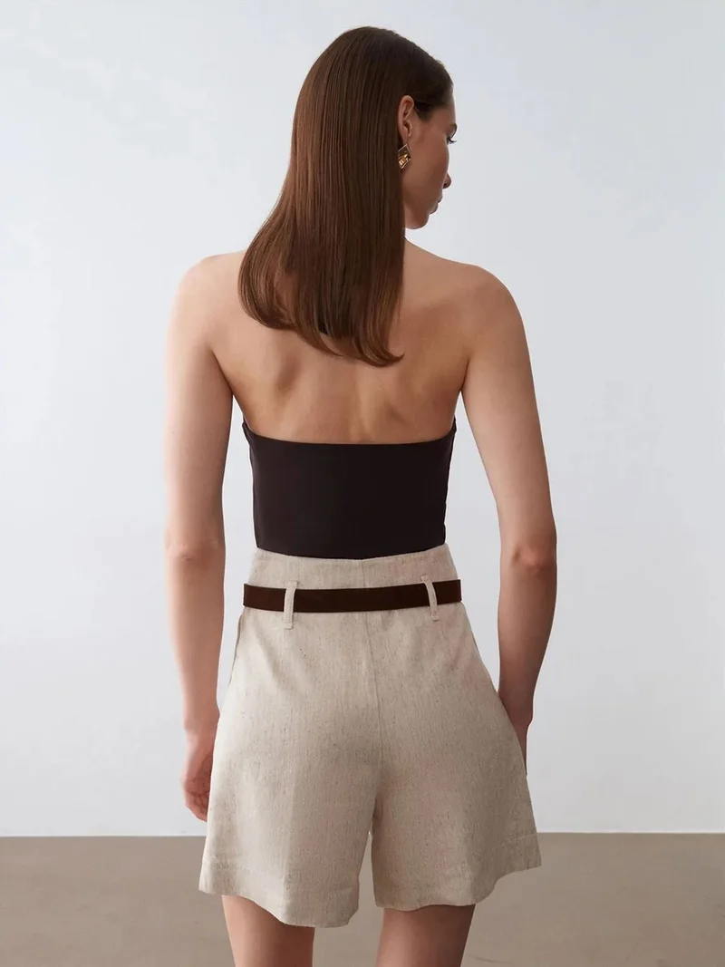 ديلفين Dilvin Sleeveless Cowl Neck Tie Blouse