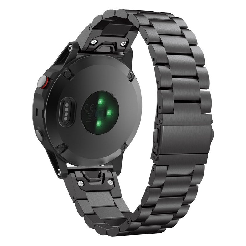 S-TOP For Garmin Fenix 5s 20mm Tri-Bead Stainless Steel Steel Watch Band(Black) - Image 2