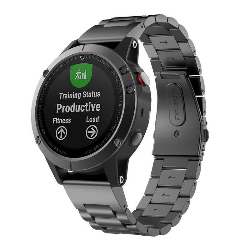 S-TOP For Garmin Fenix 5s 20mm Tri-Bead Stainless Steel Steel Watch Band(Black) - Image 1