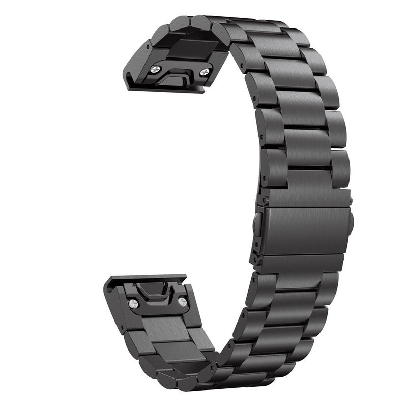 S-TOP For Garmin Fenix 5s 20mm Tri-Bead Stainless Steel Steel Watch Band(Black) - Image 3