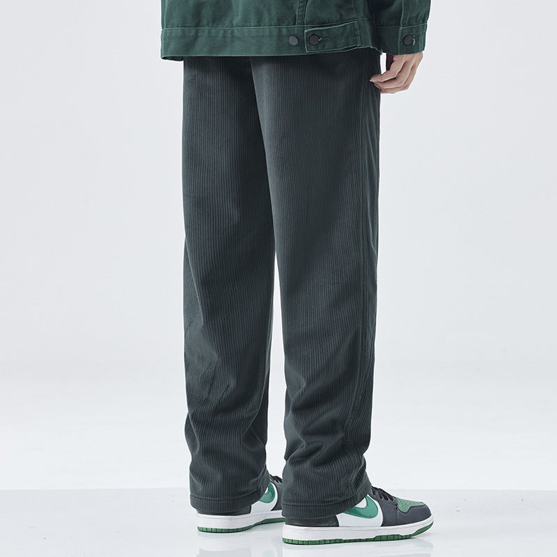 Heavy Snow Velvet 2023 New Fashion Brand Loose Casual Straight Thickened Draping Trousers Fleece-Lined All-Matching - Image 4