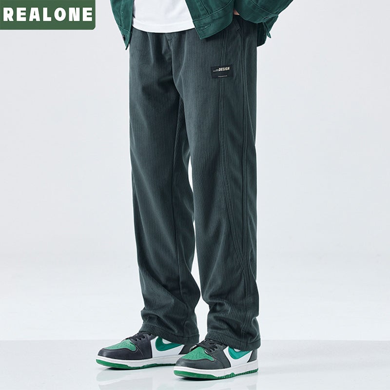 Heavy Snow Velvet 2023 New Fashion Brand Loose Casual Straight Thickened Draping Trousers Fleece-Lined All-Matching - Image 2