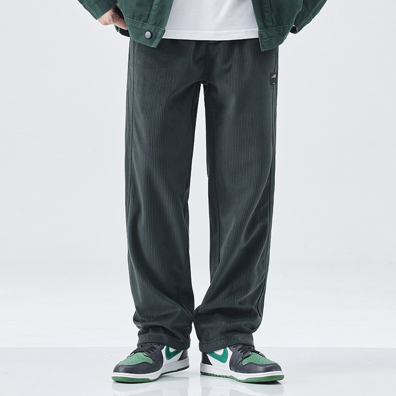 Heavy Snow Velvet 2023 New Fashion Brand Loose Casual Straight Thickened Draping Trousers Fleece-Lined All-Matching - Image 3