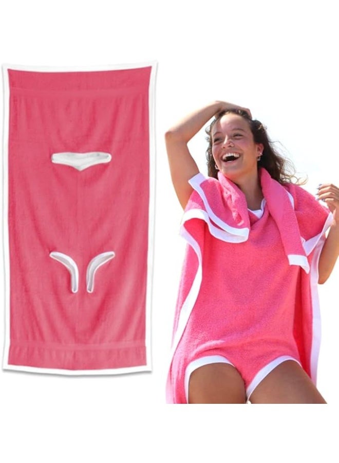 Women's Bikini Wrap Bodysuit Beach Spa Bath Towel Lightweight Quick Dry Wrap Dress Swimwear for Pool, Vacation, Travel, Bathing, Summer Outdoor Activities Pink - Image 2