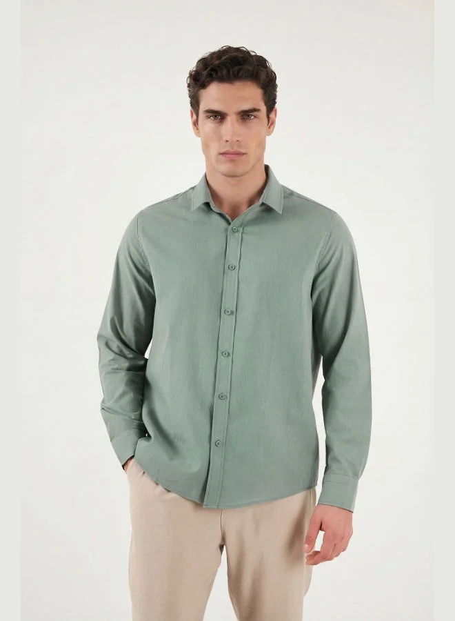 Buratti Cotton and Linen Blend Regular Fit Classic Collar Long Sleeve Shirt Men's SHIRT CF26S1210134