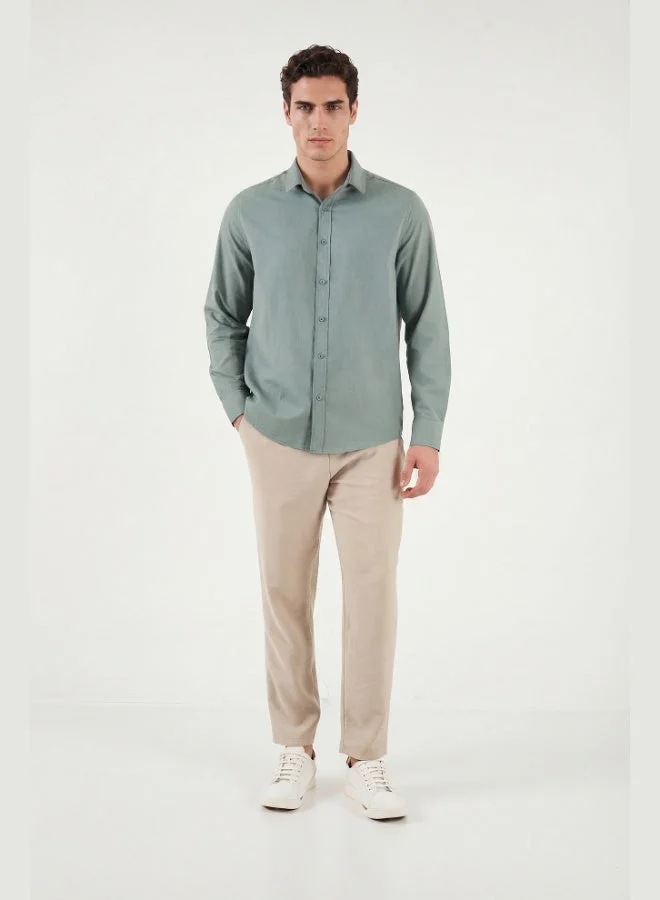 Buratti  Buratti Cotton and Linen Blend Regular Fit Classic Collar Long Sleeve Shirt Men's SHIRT CF26S1210134 for Men | Best Price UAE