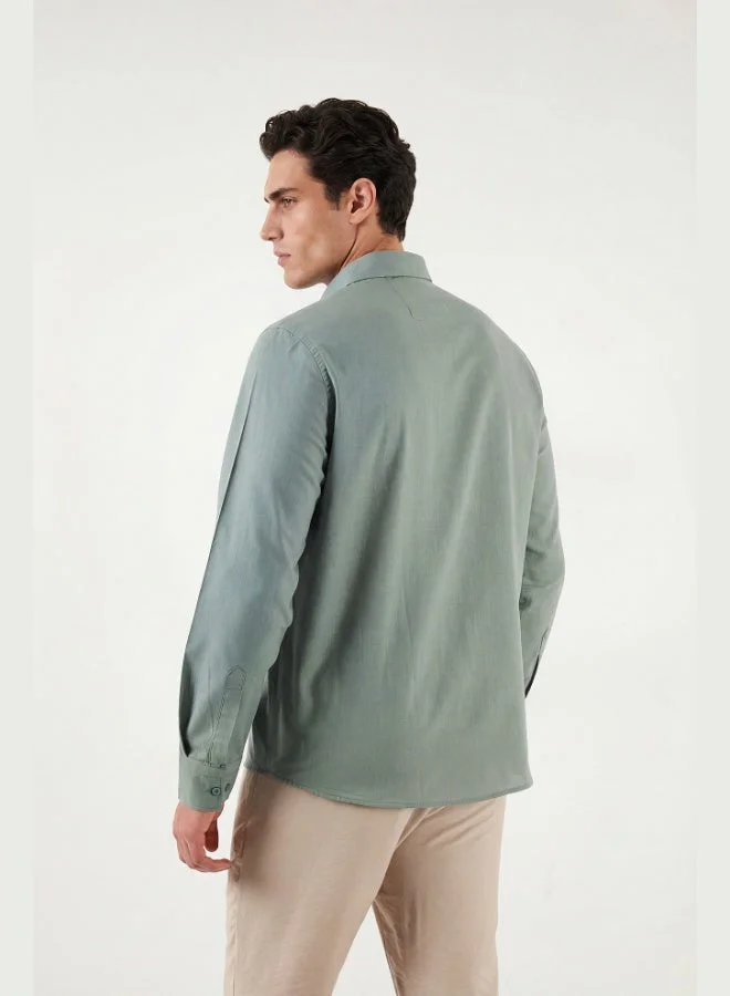 Buratti  Buratti Cotton and Linen Blend Regular Fit Classic Collar Long Sleeve Shirt Men's SHIRT CF26S1210134 for Men | Best Price UAE