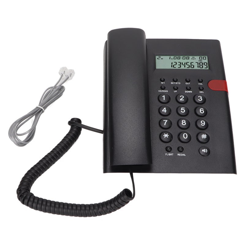 Corded Phone with Adjustable Display Brightness Caller ID Telephone - Music Retention Function Desktop Landline Phone for Home Office Hotel - Image 1