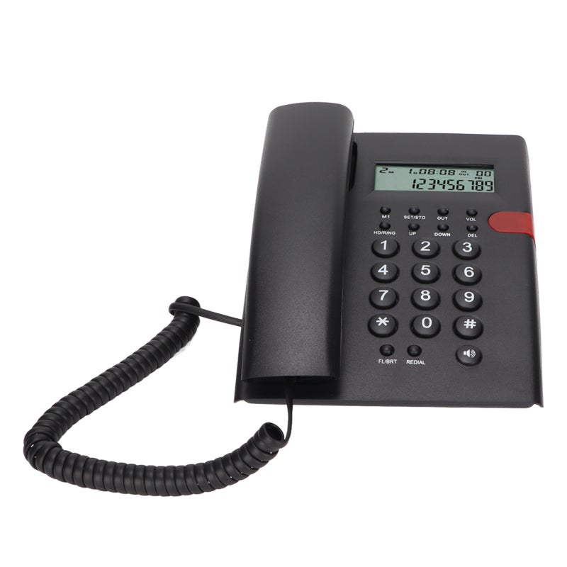 Corded Phone with Adjustable Display Brightness Caller ID Telephone - Music Retention Function Desktop Landline Phone for Home Office Hotel - Image 2