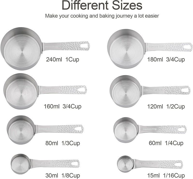 Smithcraft Measuring Cups and Spoons Set, 18 Piece 18/8 Stainless Steel Measuring Cups and Spoons Set for Dry & Liquid, Metric & US Metal 8Measure Cup and 9 Spoon & Leveler for Baking & Kitchen - Image 4