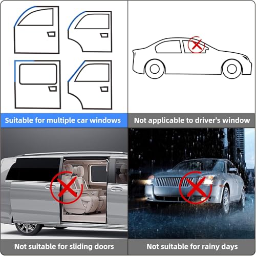 Xfopz 2 Pack Car Window Shades for Baby, UV-Blocker Cling Sun Shade 99% UV Protection Fit SUV/Sedan/Minivan | Roll Windows Down, Privacy Safe - Image 2
