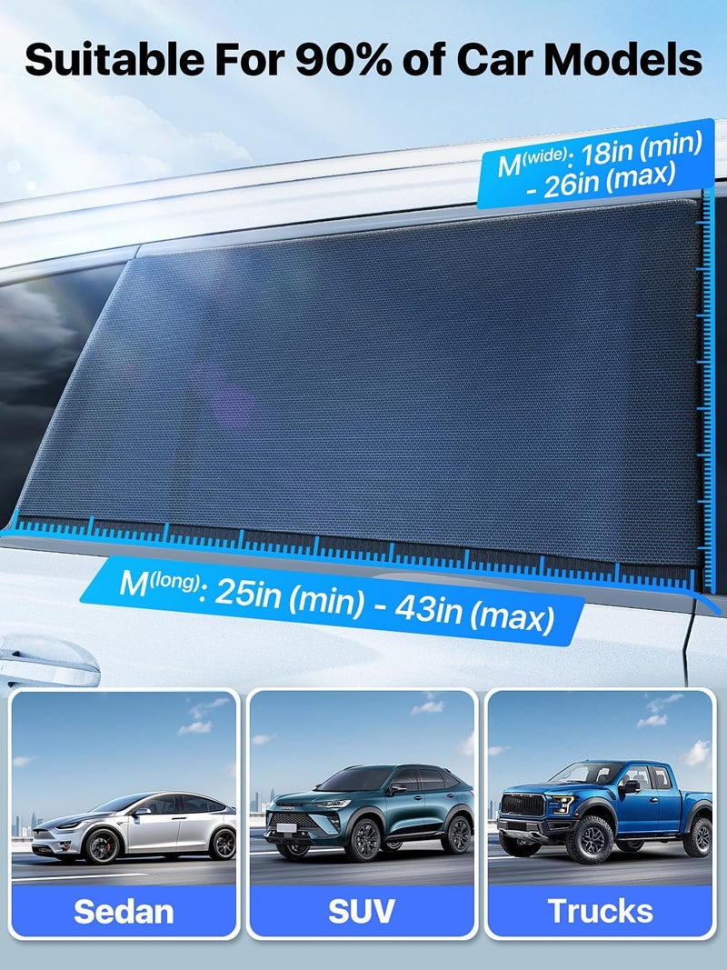 Xfopz 2 Pack Car Window Shades for Baby, UV-Blocker Cling Sun Shade 99% UV Protection Fit SUV/Sedan/Minivan | Roll Windows Down, Privacy Safe - Image 5