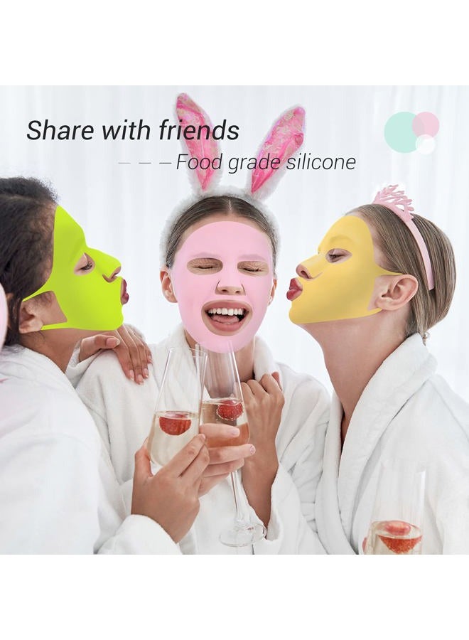Maitys 5 Pcs Reusable Silicone Facial Mask Sheets for Women Silicone Moisturizing Full Facial Mask Cover Skin Cover Wrap for Sheet Prevent Evaporation Hairdressing Beauty Spa Care Tool(Chic Colors) - Image 2