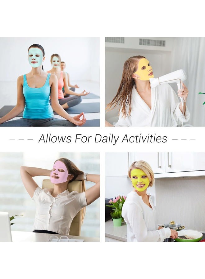 Maitys 5 Pcs Reusable Silicone Facial Mask Sheets for Women Silicone Moisturizing Full Facial Mask Cover Skin Cover Wrap for Sheet Prevent Evaporation Hairdressing Beauty Spa Care Tool(Chic Colors) - Image 4