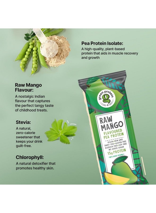 GREEN PROTEIN بروتين أخضر بروتين نباتي معزول من البازلاء، 15 جرام بروتين لكل حصة، بدون سكر مضاف، 100% نباتي، خالي من الصويا، الألبان، الجلوتين والحساسية، نكهة مانجو خام، عبوة من 12، 23 جرام لكل منها - Image 3