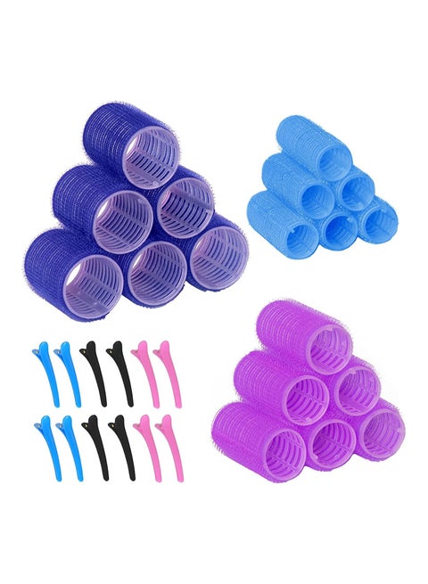 30Pcs Hair Rollers Set, 18 Pieces Self Grip Holding Hair Rollers Curlers 20 mm, 31 mm, 48 mm & 12 Pieces Duckbill Sectioning Clips for Salon Barber Hairdressing Hair Styling, Hair Roller