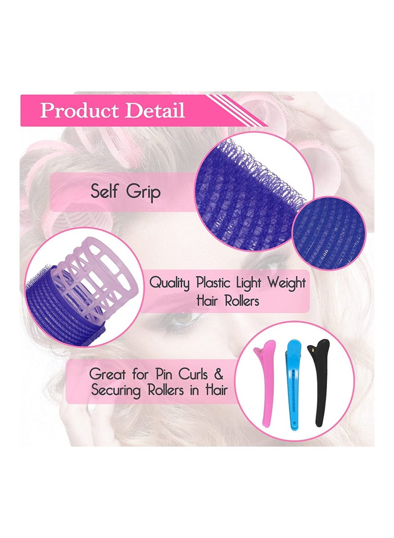 ORiTi 30Pcs Hair Rollers Set, 18 Pieces Self Grip Holding Hair Rollers Curlers 20 mm, 31 mm, 48 mm & 12 Pieces Duckbill Sectioning Clips for Salon Barber Hairdressing Hair Styling, Hair Roller - Image 5
