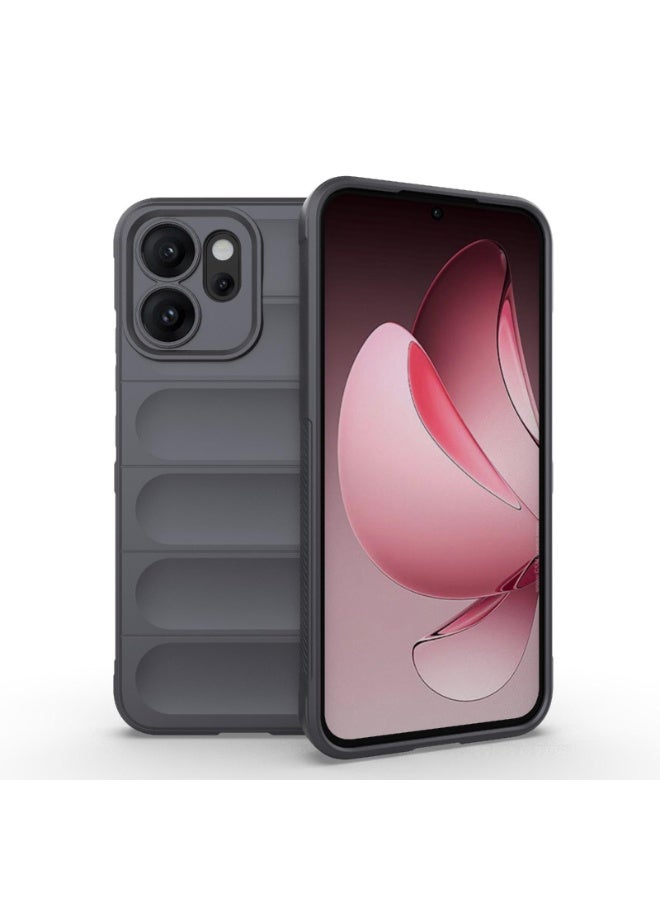 جراب موبايل ماجيك شيلد  سيليكون مضاد للصدمات وحمايه للكاميرا متوافق   Oppo Reno 14F (رمادي غامق) - Image 1