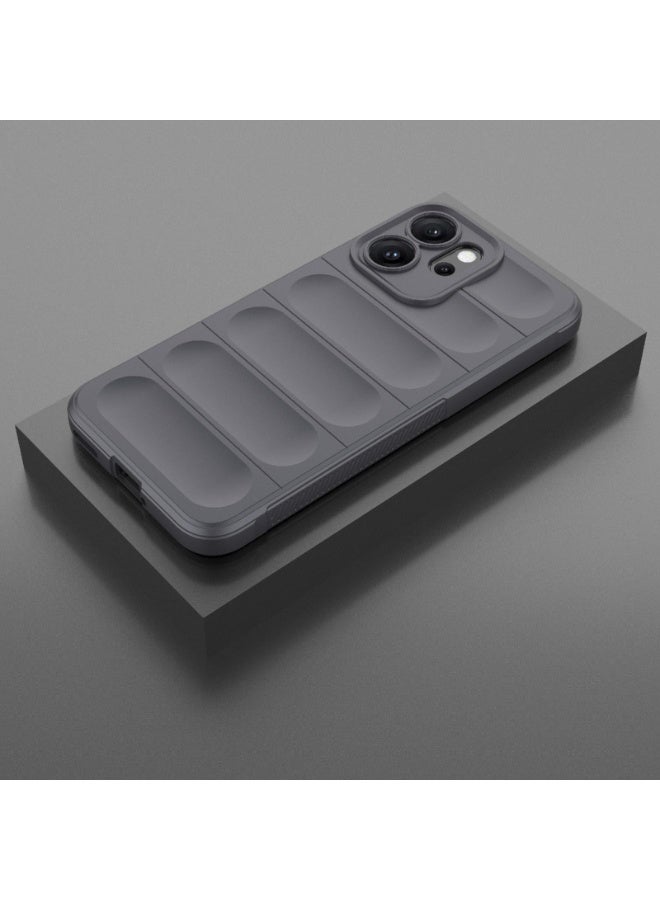 جراب موبايل ماجيك شيلد  سيليكون مضاد للصدمات وحمايه للكاميرا متوافق   Oppo Reno 14F (رمادي غامق) - Image 2