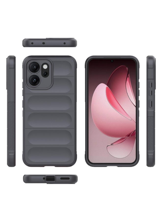 جراب موبايل ماجيك شيلد  سيليكون مضاد للصدمات وحمايه للكاميرا متوافق   Oppo Reno 14F (رمادي غامق) - Image 3