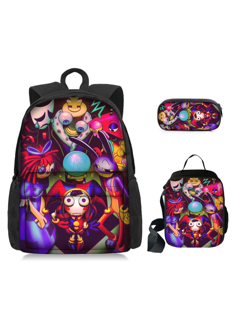 general 3 Pcs Anime The Amazing Digital Circus Backpack Set School Bag - Image 1