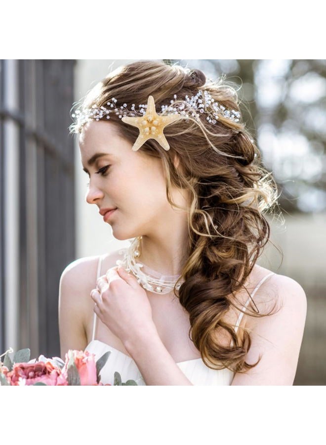 Frcolor 2pcs Starfish Hair Clip Handmade Natural Sea Star Hair Clip Beach Hairpin Hair Accessories for Women Girls - Image 2