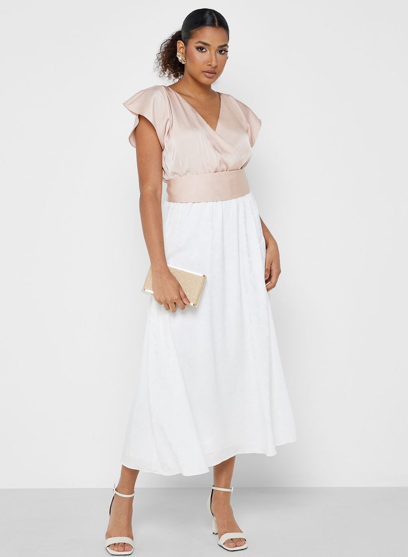 Montania Satin Bodice Midi Dress  - Image 1