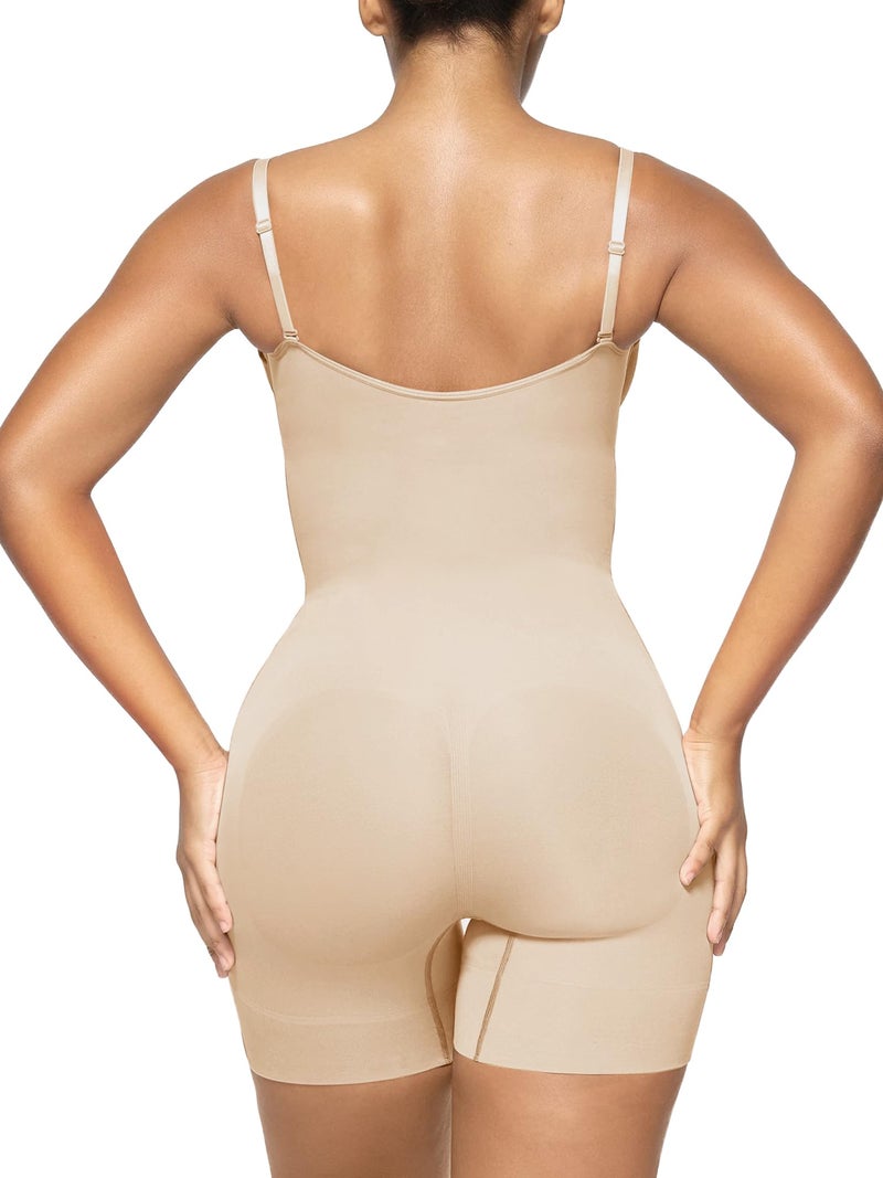 SHAPERX Open Bust Shapewear Tummy Control Bodysuits for Women Seamless Compression High Waisted Body Shaper, SZ5258-Beige-S/M - Image 2