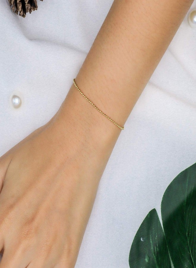 SEA OF ICE Rose Gold Flashed Sterling Silver 1mm Round Ball Bead Chain Bracelet, Size 7.25" - Image 4